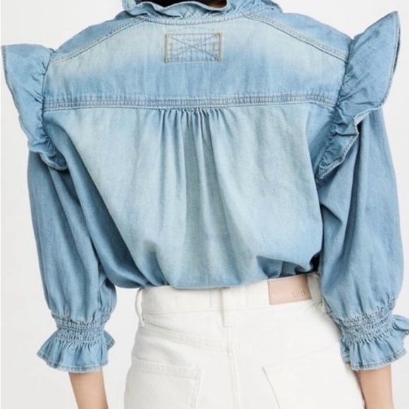 We the free - Louise Denim Ruffle Top - Picture 2 of 8
